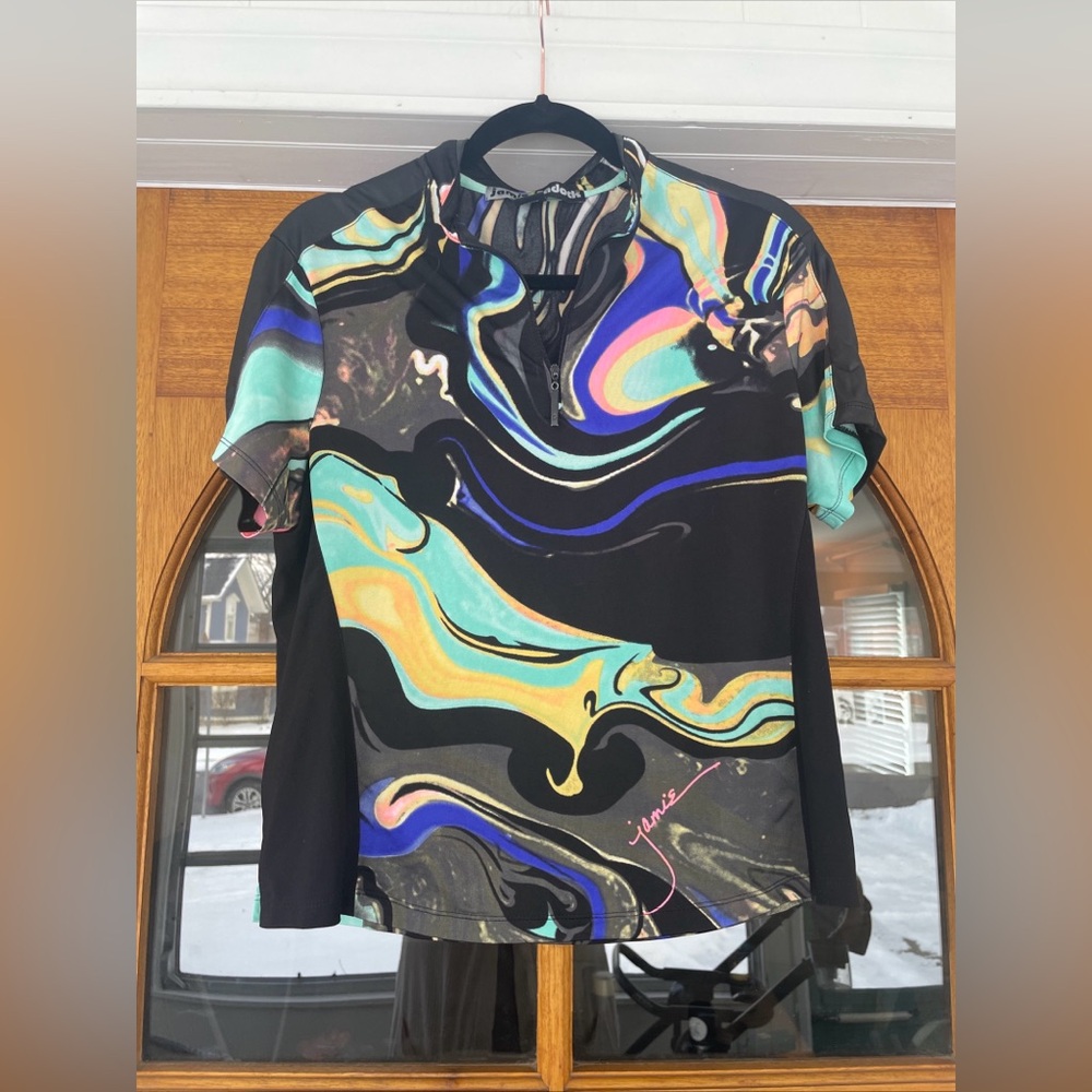 Jamie Sadock Women's Golf Shirt Abstract Swirls Size Medium